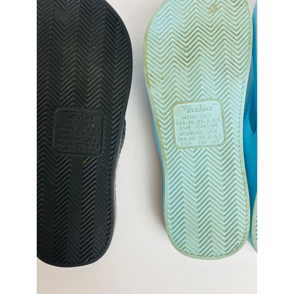 Archies Arch Support Flip Flops Bundle Womens 8 Black Sky Blue Orthotic Sandals - Picture 8 of 8